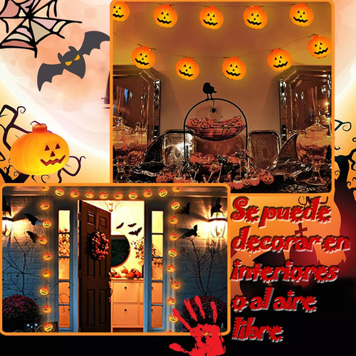 Serie De Luces 1m 10led Decoracion Halloween Calabazas