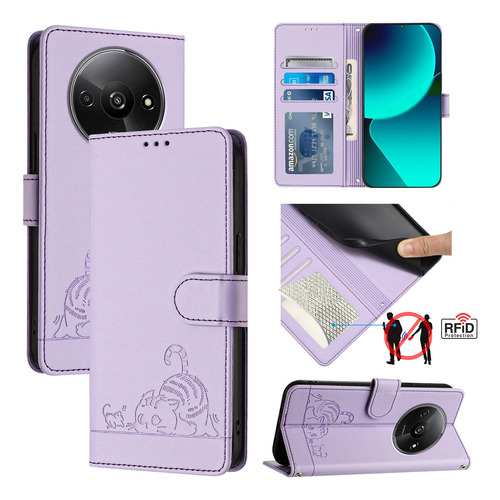 Gato Patrón Cartera Funda Para Redmi A3 4g-poco C61 4g