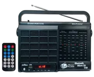 Rádio Motobras RM-PU32AC AM FM Bluetooth 7 faixas analógico 110V/220V portátil cor preto