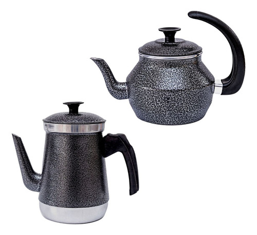 Bule E Chaleira Kit Com Infusor Chá Café Leite Em Alumínio