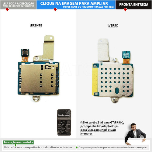 Leitor Chip Sim Galaxy Tab P7500 Gtp7500 + Adaptador | N2