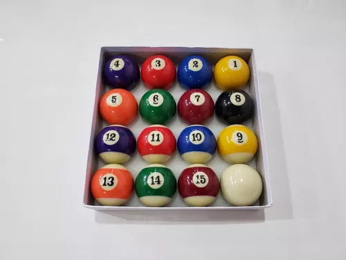 Jogo de bolas de bilhar numeradas de 38 mm com bolão