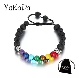 Yoga 7 Chakras Pulsera Tratamiento De Reiki Piedra Volcánica