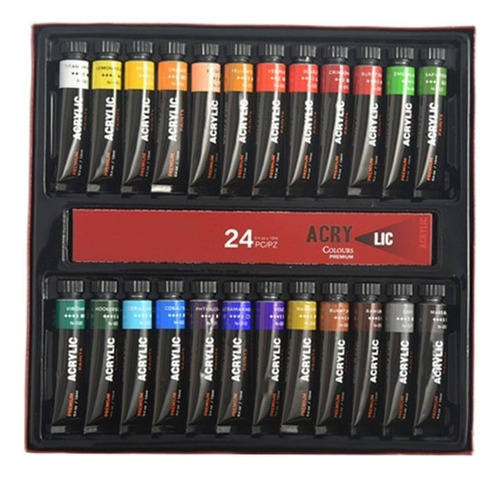 Kit 24 Pinturas Acrílicas Colores Acrílicos 12ml For Lienzo