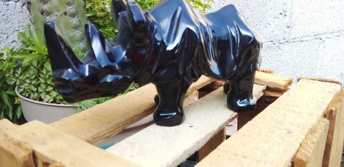 Figura Rinoceronte De Mármol Negro Onix 
