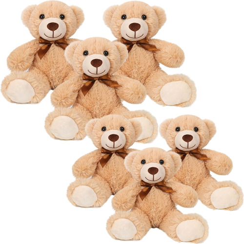 Peluche Mayoreo 6 Osos Conejos Pack Premium Set 6 Peluches Beige