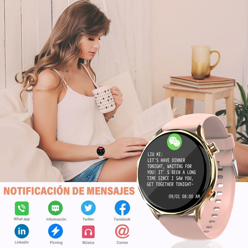 Imagen 7 de 8 de Smartwatch Para Mujer, Reloj Inteligente, Reloj Bluetooth