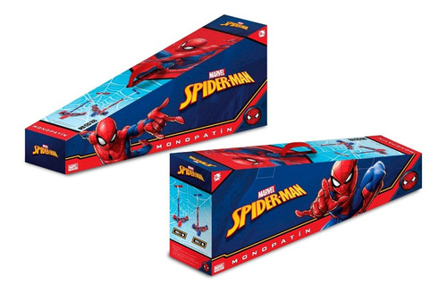 Monopatin Infantil Spiderman Hombre Araña Plegable 3 Ruedas Color Azul