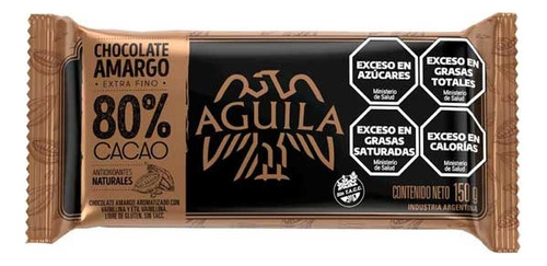 Tableta De Chocolate Aguila Al 80% Cacao X150 Grs - Lollipop