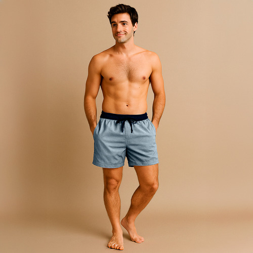 Traje De Baño Hombre Con Cordón Y Bolsillos Ideal Playa Gris Xl