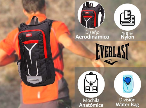 Imagen 3 de 10 de Mochila Everlast Bici Running Trekking Liviana Deportes New