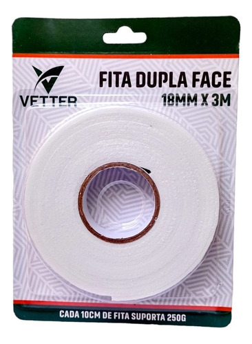 Fita Dupla Face 3m Espuma Kit 10 Cartelas Cor Branco Sem desenho