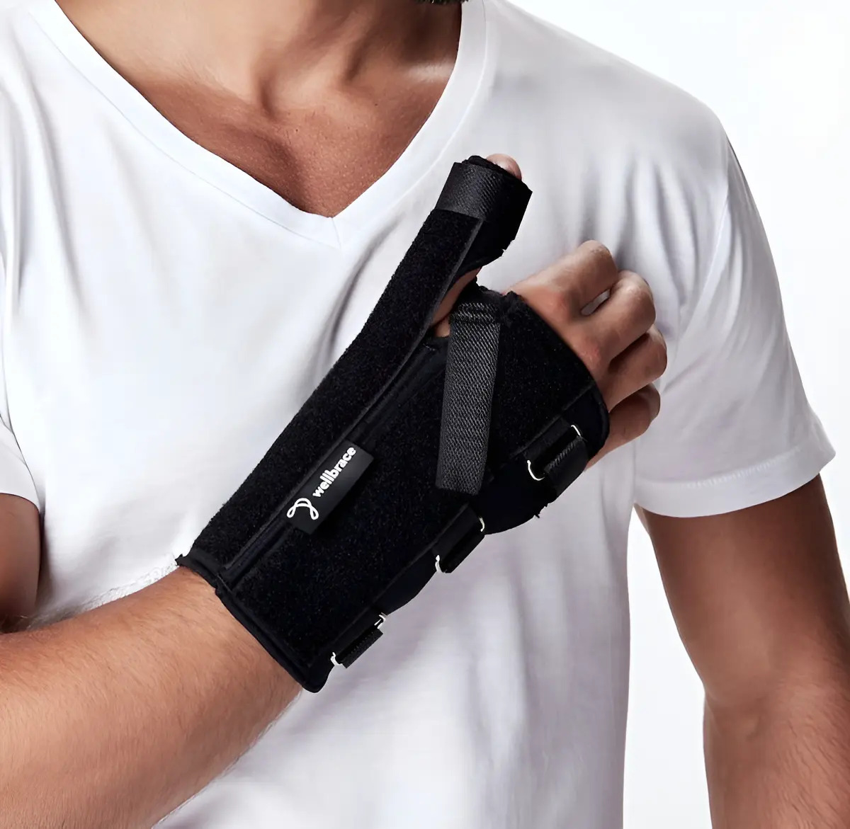 Inmovilizador Muñeca Pulgar Wellbrace Neoprene Negro Talle M Modelo M9
