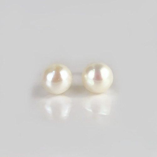 Amor Eterno - Broqueles / Perla Chica 6mm / Aretes Oro 10k