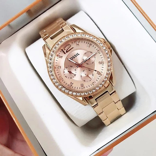 N Reloj Fossil Riley Riley De Mujer En Oro Rosa Es2811
