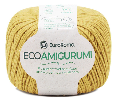 Fio Ecoamigurumi Euroroma 254mts 160g 254mts Crochê Tricô Cor 0450- Ouro