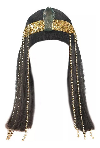 Peluca De Cleopatra Y Cabeza Serpiente Con Borlas Y Cuentas