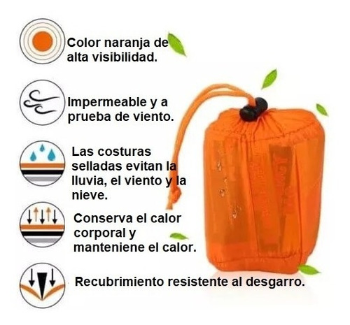 Imagen 4 de 6 de Bolsa De Dormir Emergencia Saco Cobertor Supervivencia Mylar