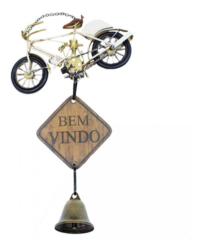 Bicicleta Com Placa Bem Vindo Sino 29cm  Retrô  Vintage