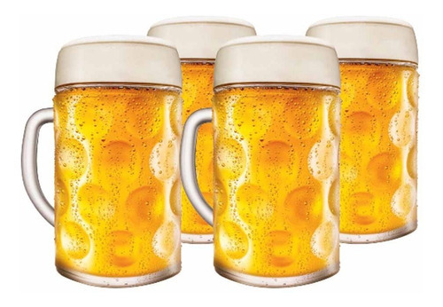 Caneca Chopp Caneca Cerveja Alemã Vidro Masskrug M 500ml 4pc