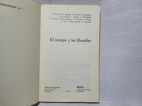 Imagen 4 de 9 de El Tiempo Y Las Filosofias Ricoeur Toynbee Gadamer Sigueme