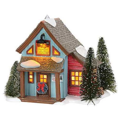 Edificio Iluminado   De Snow Village Farms Tree Lot, 6....