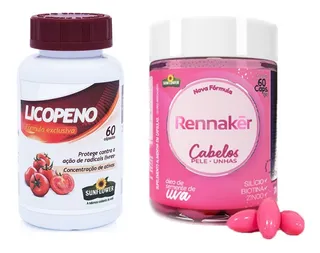 Kit:licopeno, Vit C, Colágeno+rennakér - Cabelo, Unha E Pele