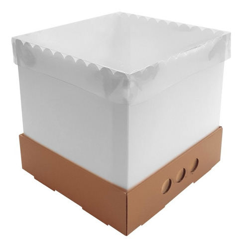 Caja Para Tortas Altas 25x25x25 Tapa Transparente X10