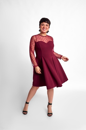 Imagen 2 de 2 de Hermoso Vestido Para Gorditas L, Xl Y Xxl Mangas De Tul
