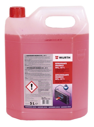 Imagen 2 de 3 de Refrigerante Anticongelante Wurt Diluido Al % 50de 5 Litros