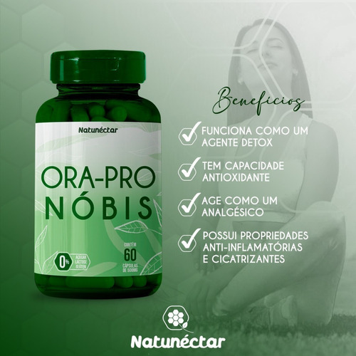 Ora Pro Nobis 60 cápsulas, vitaminas, minerales, fibras, natunéctar, sabor, sin sabor