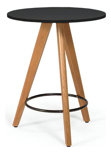 Mesa Redonda Aline 70cm Preta Com 2 Cadeiras Eames Eiffel Cor Marrom