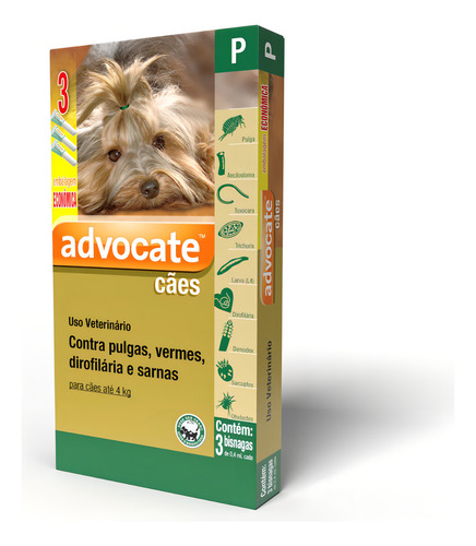 Antipulgas Vermes Sarnas Elanco Advocate 0,4ml Para Caes