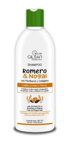 Shampoo Romero & Nogal Con Panthenol Y Colágeno 450