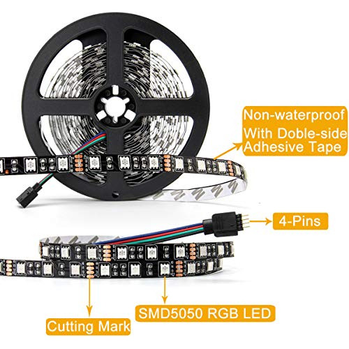- 5050 Rgb Led Strip Lights-16.4ft 300 Leds 60leds/m, C...