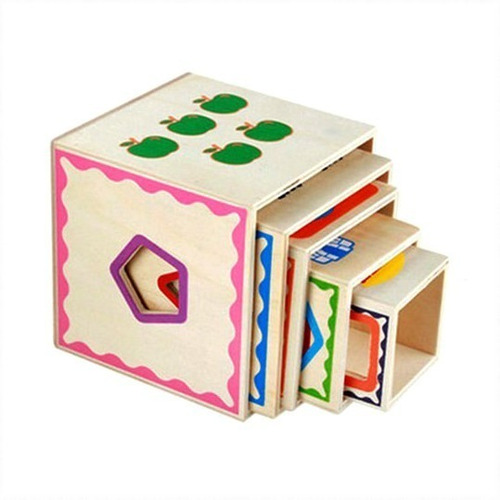 Imagen 6 de 10 de Torre Apilable De 5 Cubos De Madera Didáctico Montessori