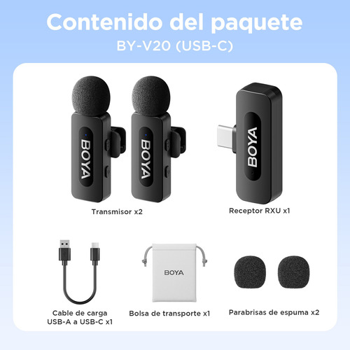 Boya V20 2.0 2 Micrófono De Solapa Inalámbricos Para Android