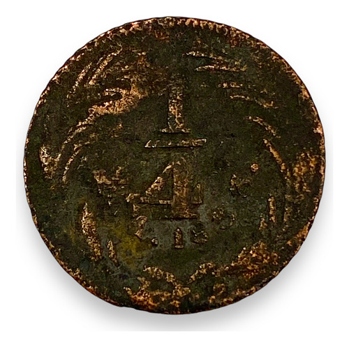 Moneda Antigua De Mexico 1/4 Real Año 1833 De Cobre (Usado)