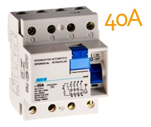 Disyuntor Diferencial Interruptor Sica 4x40 Amp 