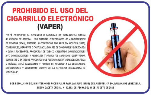 Aviso Se Prohíbe El Uso De Vaper Pvc Gaceta Oficial 42682