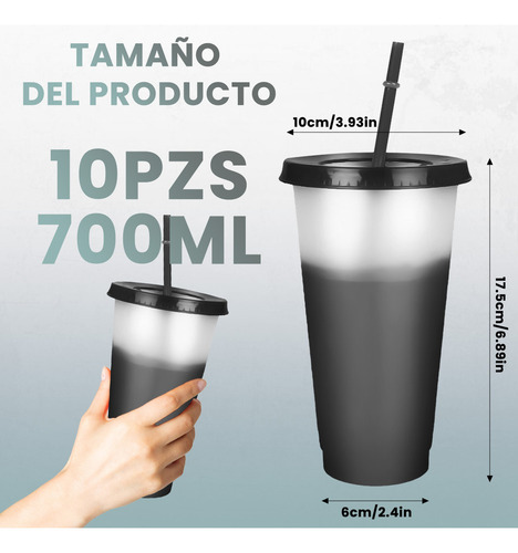 A 10pzs Vasos Magicos Cambian De Color Con Tapa Y Popote