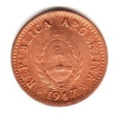 Moneda Argentina De Cobre 1 Centavo Año 1947 Sin Circular