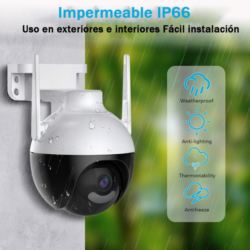 Camara De Seguridad 1080p Hd Lmpermeable Wifi Color Negro Y Blanco