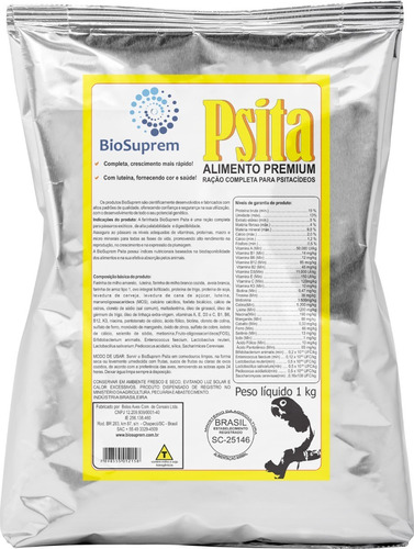 Farinhada Para Psitacídeos - Biosuprem Psita 1kg