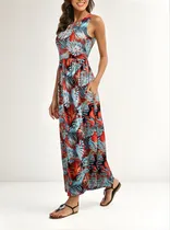 Comprar Vestido Longo Casual Feminino De Verão, Listrado, Listrado E
