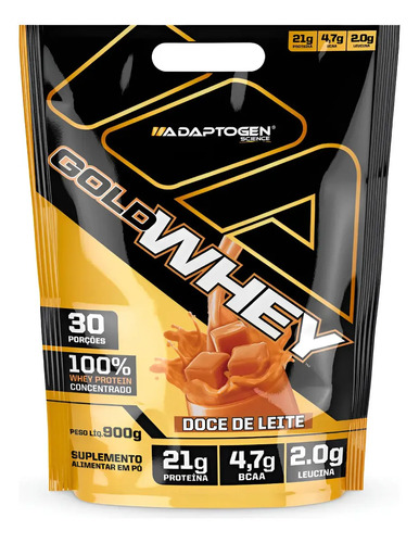 Adaptogen Gold Whey 100% Refil 900g Doce De Leite Doce De Leite
