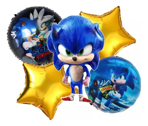 Set De Globos De Cumpleaños Sonic 5 Pzs