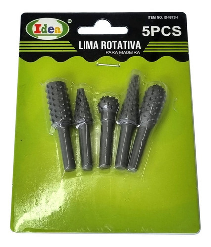Jogo De Limas Grosas Rotativas Para Madeira 6mm Com 5 Peças