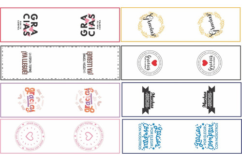 50 Stickers Cierra Bolsa 7 X 3,7cms - Gracias - Souvenires