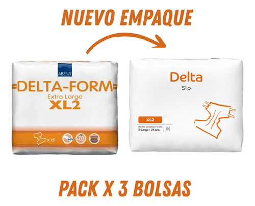 Pack X3 Pañal Anatómico Abena Delta Slip Extra Grande Xl2